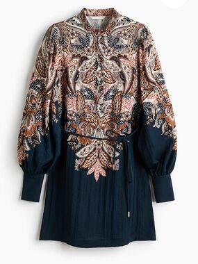 h&m blue paisley dress H&M Blue Paisley Mini Dress Women Size Small | 4-23